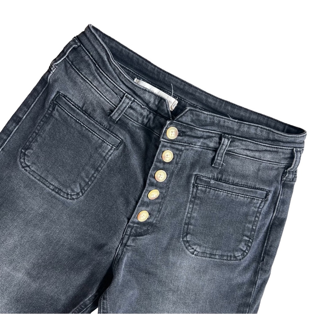 Pilcro and the Letterpress Jeans Women's 28 Slim Straight Black Denim Button Fly